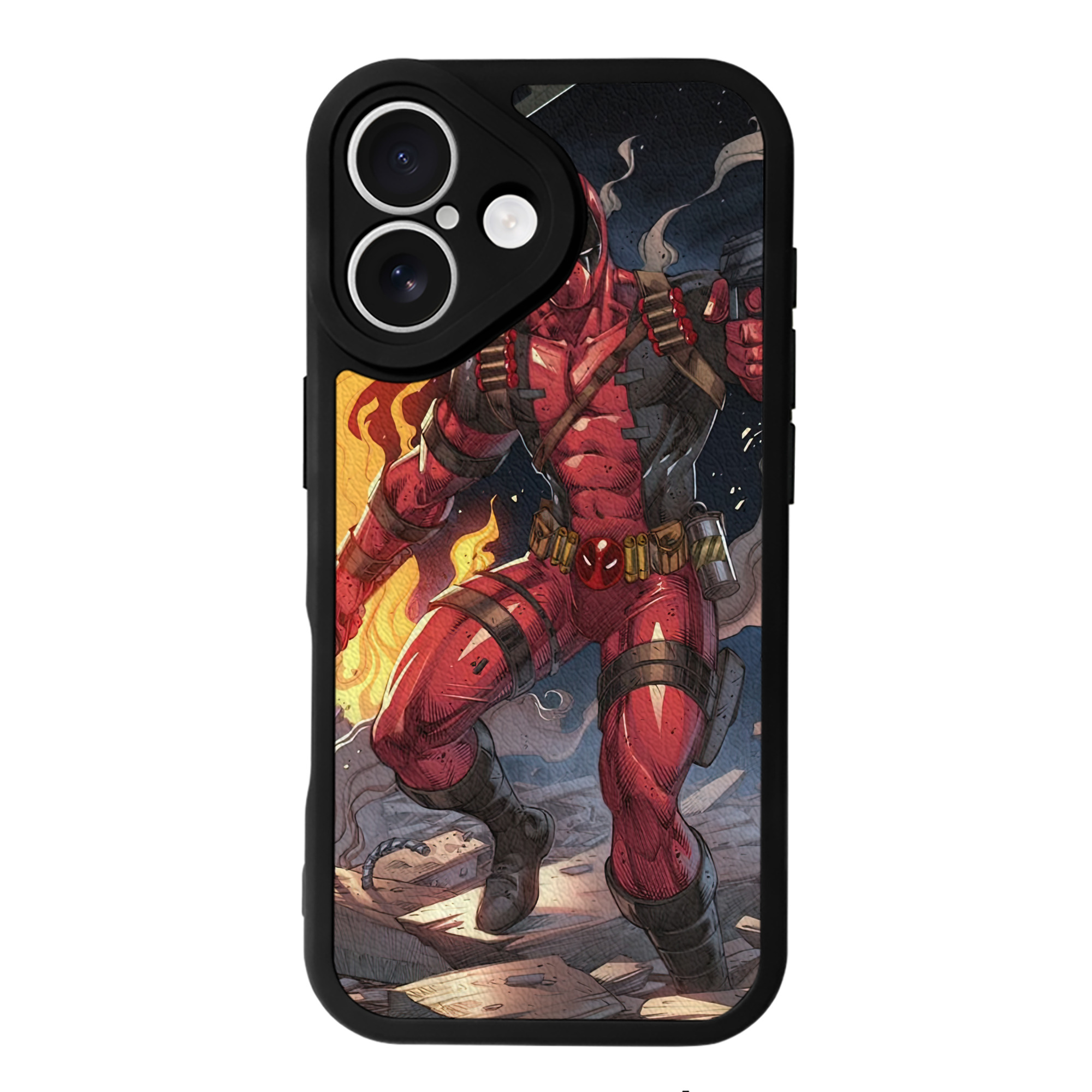 （画像用） Deadpool デッドプール 【iPhone 16シリーズ対応】シリコンスマホケース（レザー調） 材質：シリコン